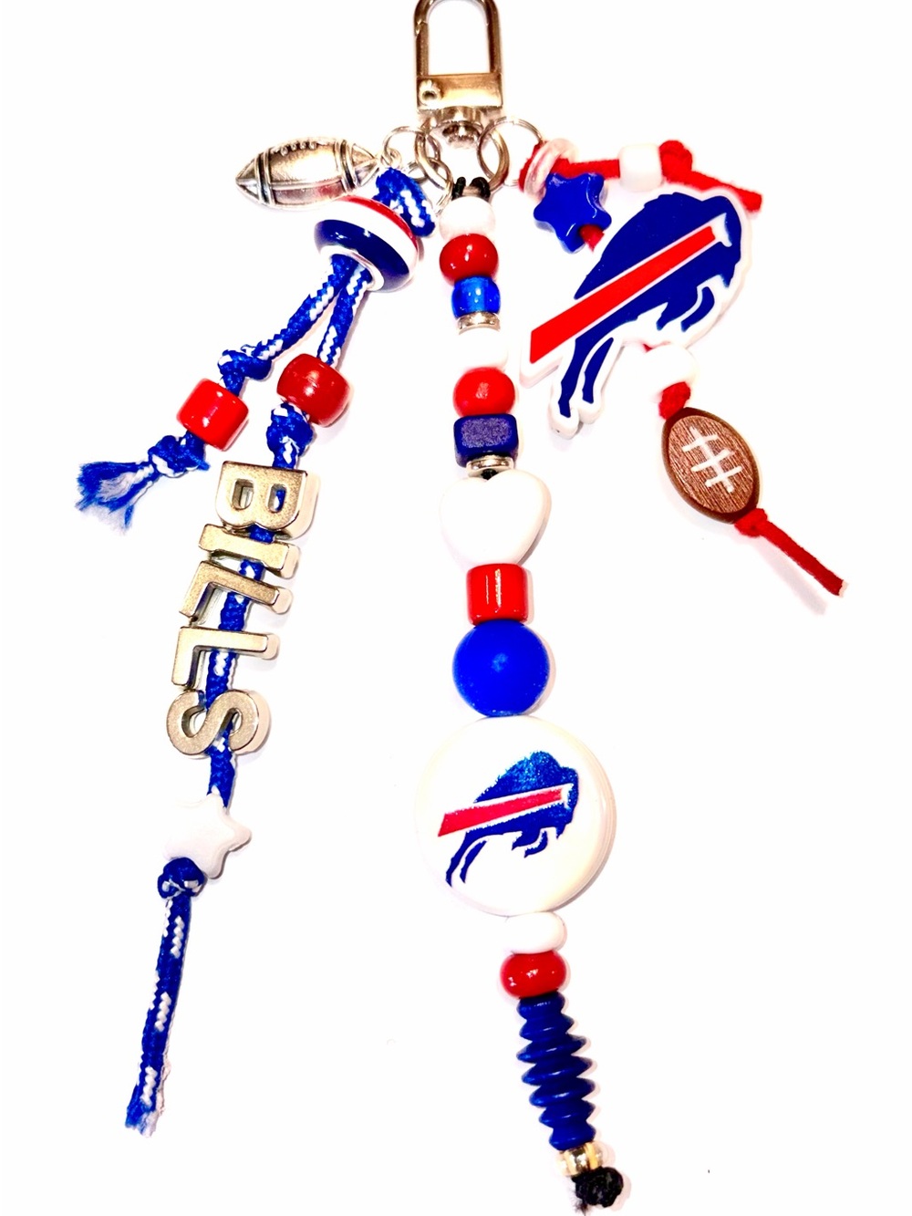 Handmade Buffalo Bills Stylish, Kitschy Beaded Bag Charm / Keychain
